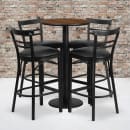 Flash Furniture RSRB1036-GG 24" Round Bar Height Table w/ (4) Bar Stool Set - Walnut Laminate Top, Steel Base thumbnail 2