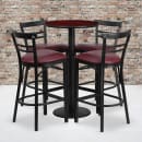 Flash Furniture RSRB1038-GG 24" Round Bar Height Table w/ (4) Bar Stool Set - Mahogany Laminate Top, Steel Base thumbnail 2