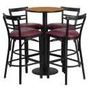 Flash Furniture RSRB1039-GG 24" Round Bar Height Table w/ (4) Bar Stool Set - Natural Laminate Top, Steel Base thumbnail 2