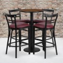 Flash Furniture RSRB1040-GG 24" Round Bar Height Table w/ (4) Bar Stool Set - Walnut Laminate Top, Steel Base thumbnail 2
