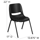Flash Furniture RUT-12-PDR-BLACK-GG Student Shell Chair w/ Black Plastic Seat & Black Metal Frame - Preschool to Kindergarten thumbnail 2