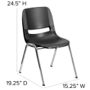 Flash Furniture RUT-14-BK-CHR-GG Stacking Student Shell Chair - Black Plastic Seat, Chrome Frame thumbnail 2