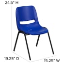 Flash Furniture RUT-14-NVY-BLACK-GG Stacking Student Shell Chair - Navy Blue Plastic Seat, Black Metal Frame thumbnail 2