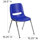 Flash Furniture RUT-14-NVY-CHR-GG Stacking Student Shell Chair - Navy Blue Plastic Seat, Chrome Frame thumbnail 2
