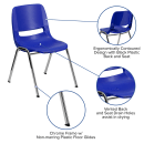 Flash Furniture RUT-16-NVY-CHR-GG Stacking Student Shell Chair - Navy Blue Plastic Seat, Chrome Frame thumbnail 6