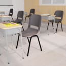 Flash Furniture RUT-16-PDR-GY-GG Stacking Student Shell Chair - Gray Plastic Seat, Black Metal thumbnail 3