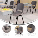 Flash Furniture RUT-16-PDR-GY-GG Stacking Student Shell Chair - Gray Plastic Seat, Black Metal thumbnail 4