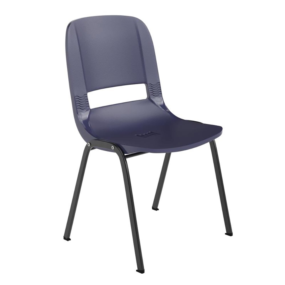 Flash Furniture RUT-16-PDR-NAVY-GG Stacking Student Shell Chair - Navy Plastic Seat, Black Metal