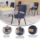 Flash Furniture RUT-16-PDR-NAVY-GG Stacking Student Shell Chair - Navy Plastic Seat, Black Metal thumbnail 5