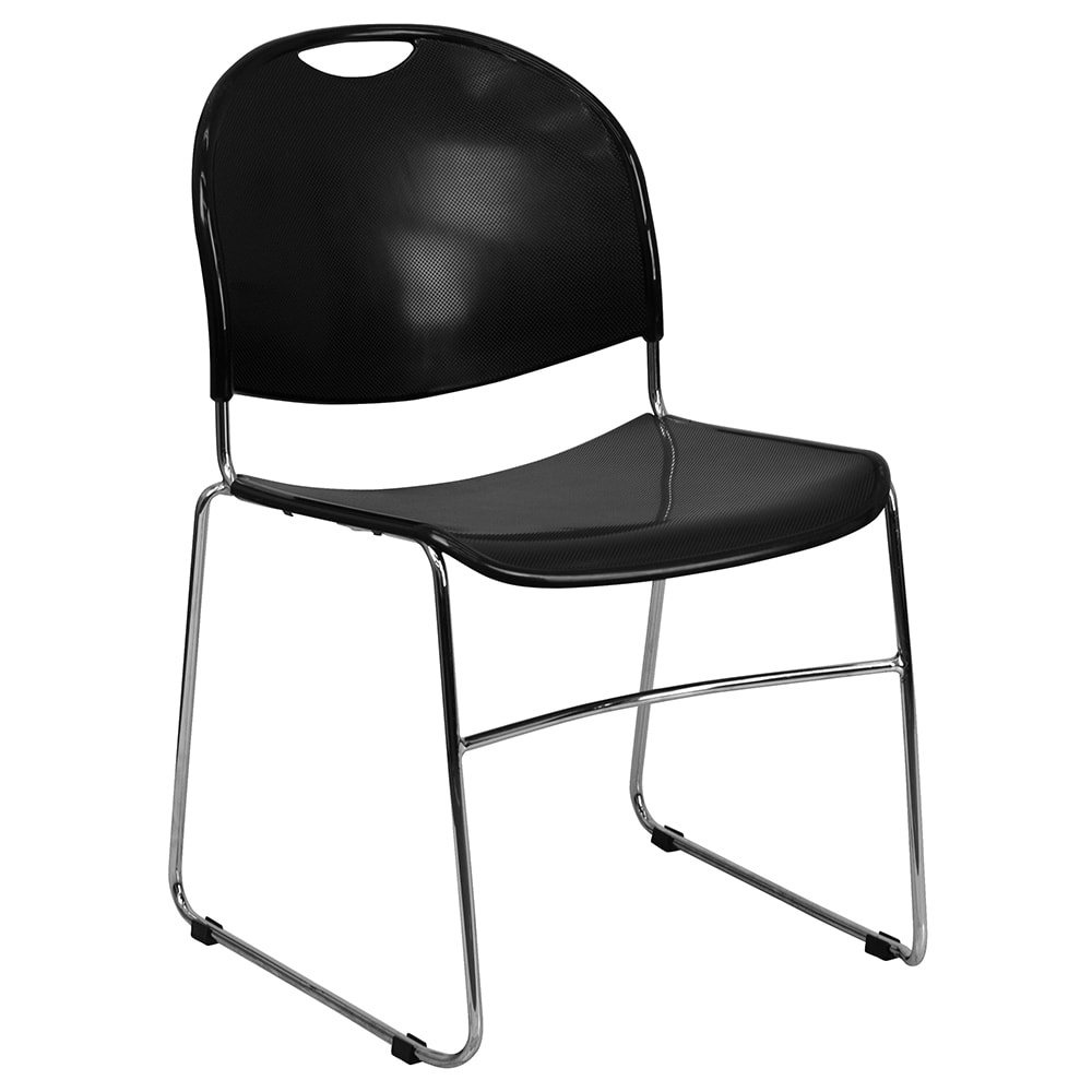 Flash Furniture RUT-188-BK-CHR-GG Stacking Chair w/ Black Polypropylene Seat & Chrome Frame