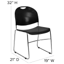 Flash Furniture RUT-188-BK-CHR-GG Stacking Chair w/ Black Polypropylene Seat & Chrome Frame thumbnail 2