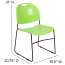 Flash Furniture RUT-188-GN-GG Stacking Chair w/ Green Plastic Back & Seat - Metal Sled Frame, Black thumbnail 2