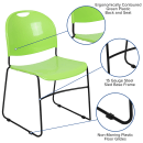Flash Furniture RUT-188-GN-GG Stacking Chair w/ Green Plastic Back & Seat - Metal Sled Frame, Black thumbnail 6