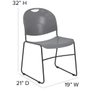 Flash Furniture RUT-188-GY-GG Compact Stacking Chair w/ Gray Plastic Back & Seat - Metal Frame, Black thumbnail 2