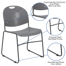 Flash Furniture RUT-188-GY-GG Compact Stacking Chair w/ Gray Plastic Back & Seat - Metal Frame, Black thumbnail 6