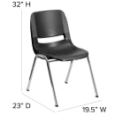 Flash Furniture RUT-18-BK-CHR-GG Stacking Student Shell Chair - Black Plastic Seat, Chrome Frame thumbnail 2