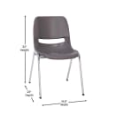 Flash Furniture RUT-18-GY-CHR-GG Stacking Student Shell Chair - Charcoal Plastic Seat, Black Metal thumbnail 2