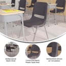 Flash Furniture RUT-18-GY-CHR-GG Stacking Student Shell Chair - Charcoal Plastic Seat, Black Metal thumbnail 4