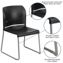 Flash Furniture RUT-238A-BK-GG Stacking Chair w/ Black Polypropylene Seat & Silver Frame thumbnail 6