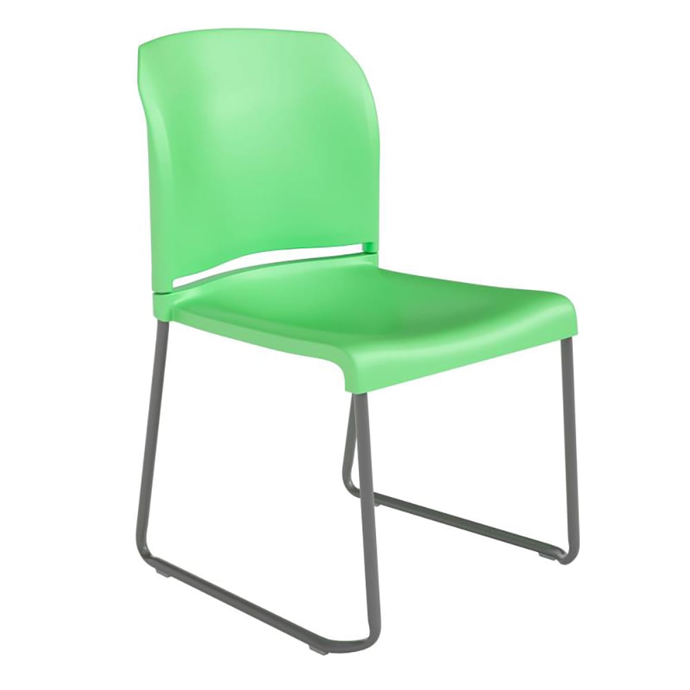 Flash Furniture RUT-238A-GN-GG Stacking Chair w/ Green Polypropylene Seat & Silver Frame