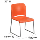 Flash Furniture RUT-238A-OR-GG Stacking Chair w/ Orange Polypropylene Seat & Silver Frame thumbnail 2