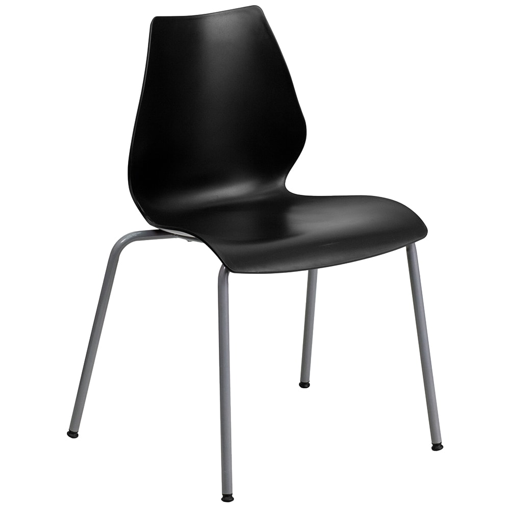 Flash Furniture RUT-288-BK-GG Stacking Chair w/ Black Plastic Seat & Silver Frame