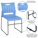 Flash Furniture RUT-2-BL-GG Stacking Chair w/ Blue Plastic Seat & Black Metal Frame thumbnail 6