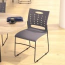 Flash Furniture RUT-2-GY-BK-GG Stacking Student Sled Chair - Gray Plastic Seat, Black Metal thumbnail 3