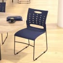 Flash Furniture RUT-2-NVY-BK-GG Stacking Student Sled Chair - Navy Blue Plastic Seat, Black Metal thumbnail 3