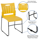 Flash Furniture RUT-2-YL-GG Stacking Chair w/ Yellow Plastic Seat & Black Metal Frame thumbnail 6