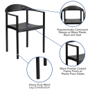 Flash Furniture RUT-418-BK-GG Stacking Café Chair w/ Plastic Seat & Back - Metal Frame, Black thumbnail 6