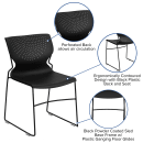 Flash Furniture RUT-438-BK-GG Stacking Chair w/ Black Plastic Seat & Black Metal Frame thumbnail 6