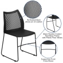 Flash Furniture RUT-498A-BLACK-GG Stacking Chair w/ Black Plastic Seat & Black Metal Frame thumbnail 6