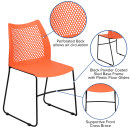 Flash Furniture RUT-498A-ORANGE-GG Stacking Chair w/ Orange Plastic Seat & Black Metal Frame thumbnail 6