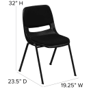 Flash Furniture RUT-EO1-01-PAD-GG Ergonomic Stacking Shell Chair w/ Black Fabric Back & Seat - Metal Frame, Black thumbnail 2