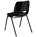 Flash Furniture RUT-EO1-01-PAD-GG Ergonomic Stacking Shell Chair w/ Black Fabric Back & Seat - Metal Frame, Black thumbnail 4