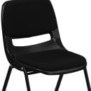 Flash Furniture RUT-EO1-01-PAD-GG Ergonomic Stacking Shell Chair w/ Black Fabric Back & Seat - Metal Frame, Black thumbnail 7