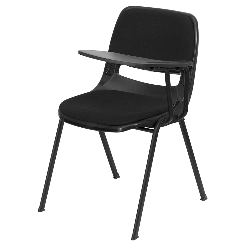 Flash Furniture RUT-EO1-01-PAD-LTAB-GG Ergonomic Shell Chair w/ Left Hand Tablet Arm - Black Padded Seat, Black Metal Frame