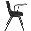 Flash Furniture RUT-EO1-01-PAD-LTAB-GG Ergonomic Shell Chair w/ Left Hand Tablet Arm - Black Padded Seat, Black Metal Frame thumbnail 2