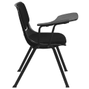 Flash Furniture RUT-EO1-01-PAD-RTAB-GG Ergonomic Shell Chair w/ Right Hand Tablet Arm - Black Padded Seat, Black Metal Frame thumbnail 3