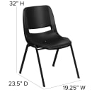 Flash Furniture RUT-EO1-BK-GG Stacking Shell Chair w/ Black Plastic Seat & Back - Black Metal Frame thumbnail 2