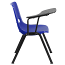 Flash Furniture RUT-EO1-BL-RTAB-GG Ergonomic Shell Chair w/ Right Hand Tablet Arm - Blue Plastic Seat, Black Metal Frame thumbnail 2