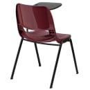 Flash Furniture RUT-EO1-BY-LTAB-GG Ergonomic Shell Chair w/ Left Hand Tablet Arm - Burgundy Plastic Seat, Black Metal Frame thumbnail 3