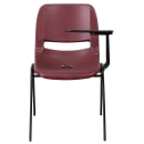 Flash Furniture RUT-EO1-BY-LTAB-GG Ergonomic Shell Chair w/ Left Hand Tablet Arm - Burgundy Plastic Seat, Black Metal Frame thumbnail 4