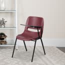 Flash Furniture RUT-EO1-BY-LTAB-GG Ergonomic Shell Chair w/ Left Hand Tablet Arm - Burgundy Plastic Seat, Black Metal Frame thumbnail 5