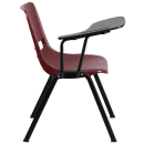Flash Furniture RUT-EO1-BY-RTAB-GG Ergonomic Shell Chair w/ Right Hand Tablet Arm - Burgundy Plastic Seat, Black Metal Frame thumbnail 3