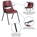 Flash Furniture RUT-EO1-BY-RTAB-GG Ergonomic Shell Chair w/ Right Hand Tablet Arm - Burgundy Plastic Seat, Black Metal Frame thumbnail 6