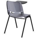 Flash Furniture RUT-EO1-GY-LTAB-GG Ergonomic Shell Chair w/ Left Hand Tablet Arm - Gray Plastic Seat, Black Metal Frame thumbnail 3