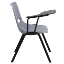 Flash Furniture RUT-EO1-GY-RTAB-GG Ergonomic Shell Chair w/ Right Hand Tablet Arm - Gray Plastic Seat, Black Metal Frame thumbnail 3