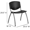 Flash Furniture RUT-F01A-BK-GG Stacking Chair w/ Black Plastic Seat & Titanium Metal Frame thumbnail 2